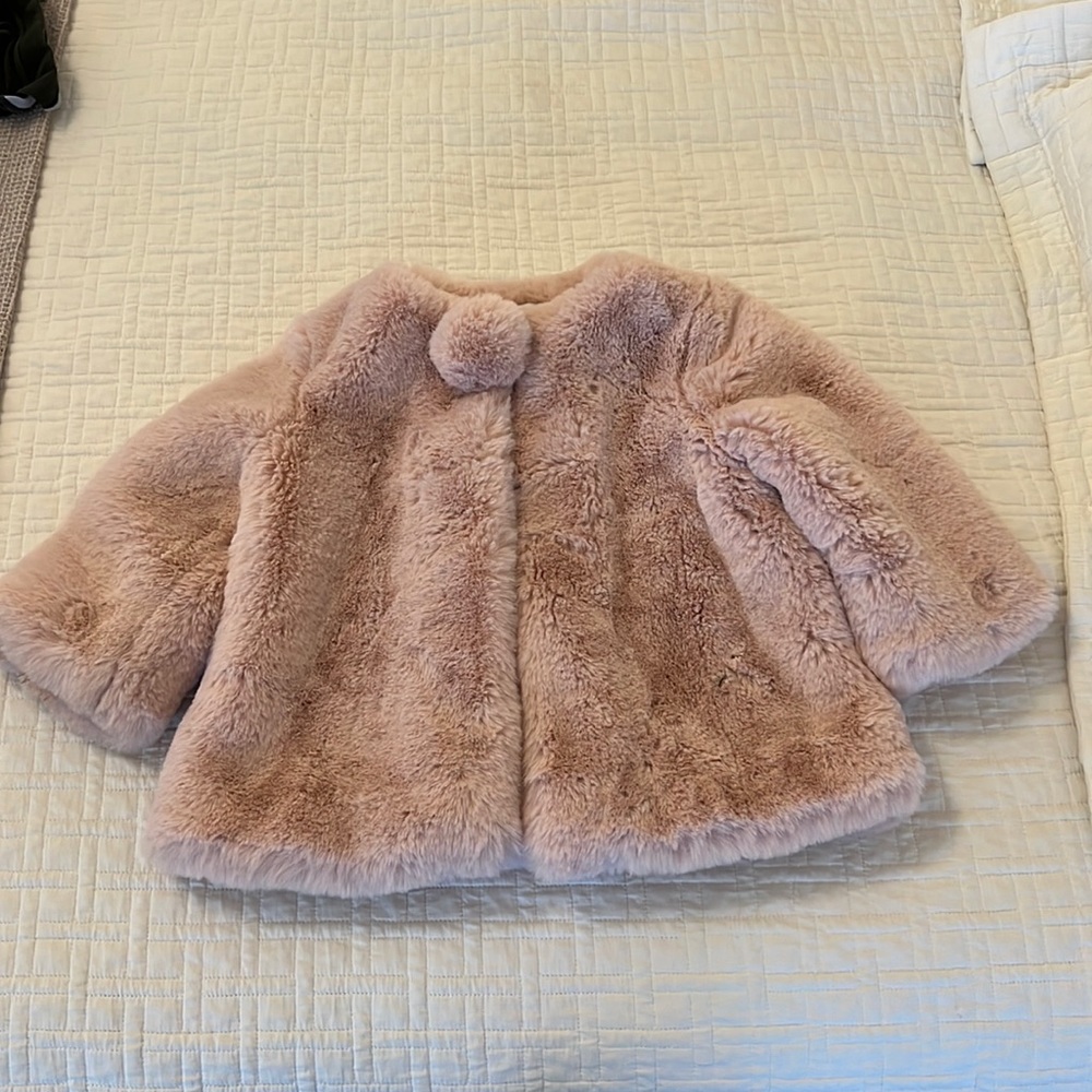 Pink faux fur plush jacket girls 3-4 years